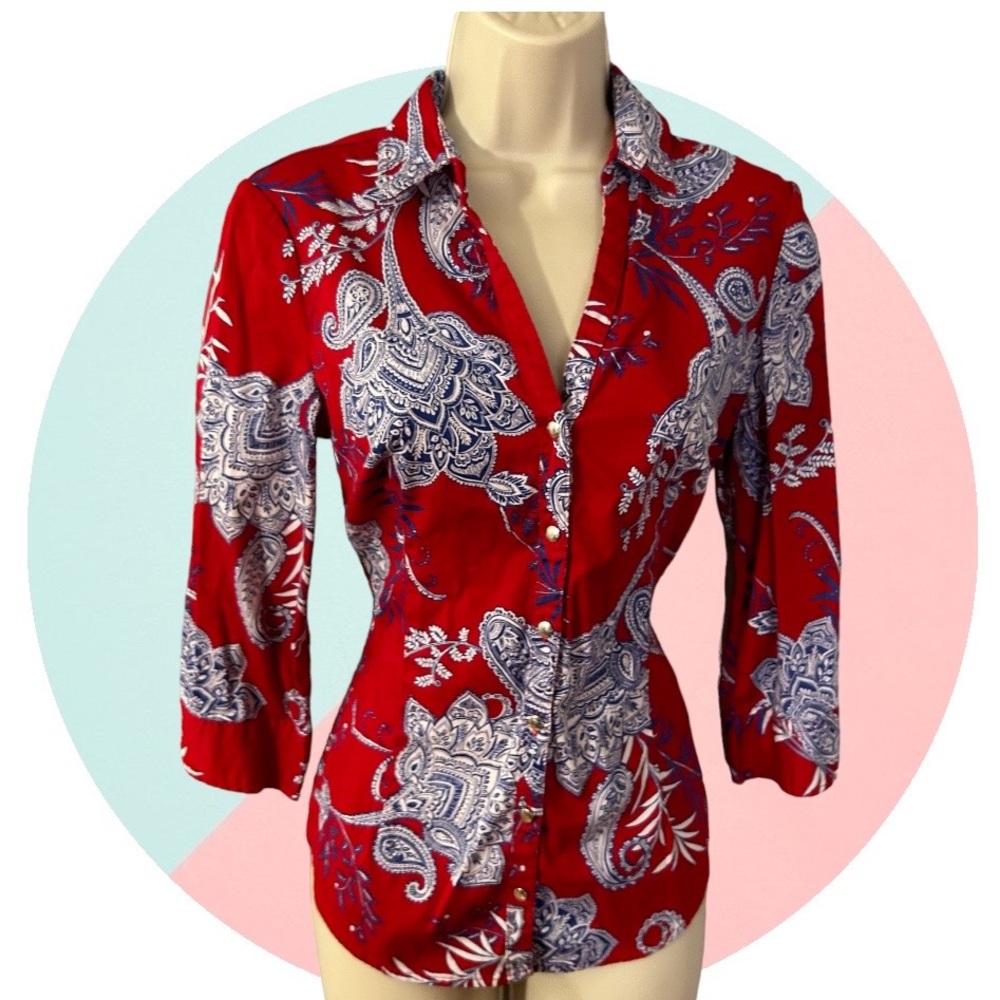 New York & Co. Red Button Blouse